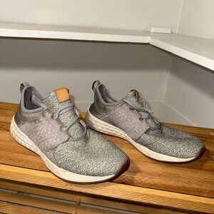 New Balance Gray and Brown Athletic Shoes with Knit Upper